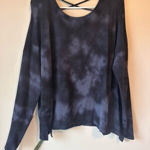 American Eagle Outfitters Blue Black Tie-Dye Blouse
